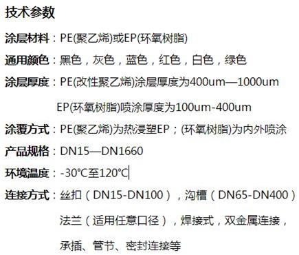 盘锦外PE内EP涂塑钢管技术参数